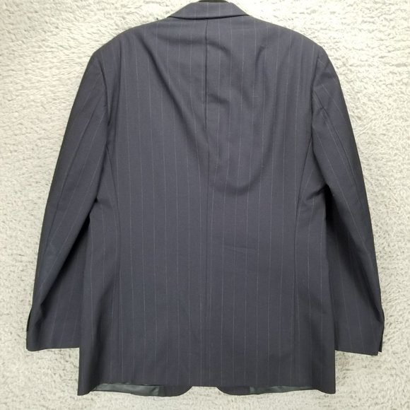 Christian Dior Jacket Mens 42L Blue Stripe Wool Long Sleeve 2 Button Blazer Suit - Picture 15 of 16